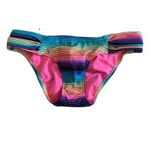 Victoria's Secret Hipster Bikini Bottom Mulitcolored Striped Women's Size XS